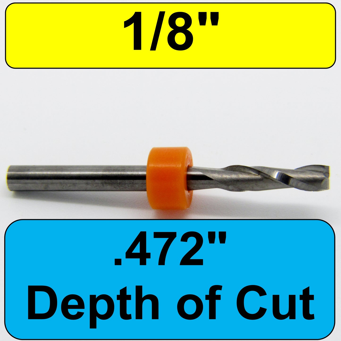.125" 1/8" x .472" LOC Two Flute Carbide End Mill Up Cut Square End M116