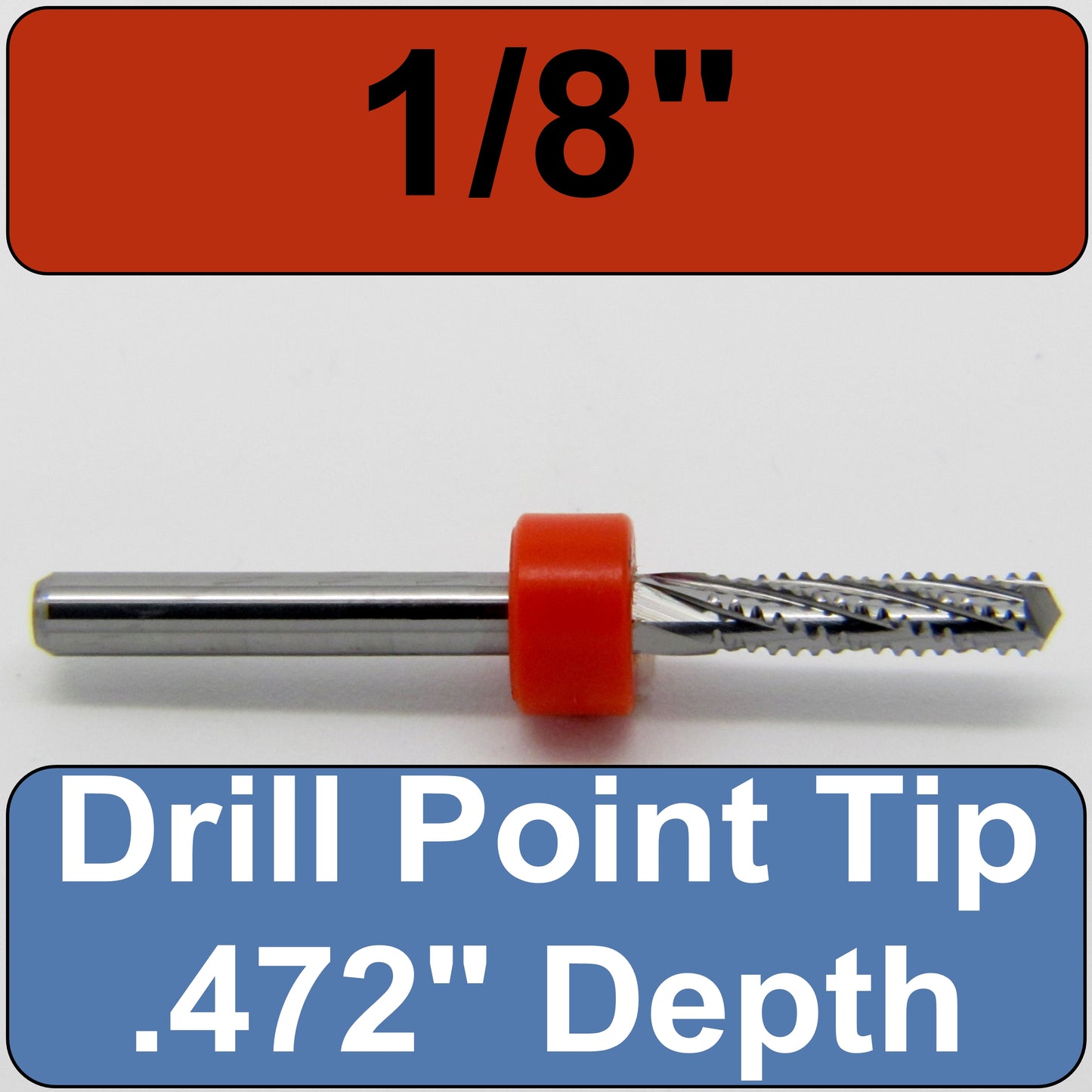 1/8" x .472" LOC Chip Breaker Carbide Router - Drill Point Tip R173