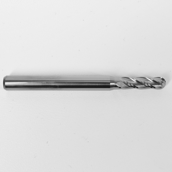 5/32" 0.1562" Diameter Ball Nose End Mill, Carbide, 4-Flute, 1825-1562.562 K012