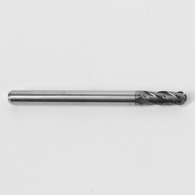 3.05mm 0.120" Diameter Ball Nose End Mill, Carbide,AlTiN Coated, 4-Flute, 1825-1200L360 K034