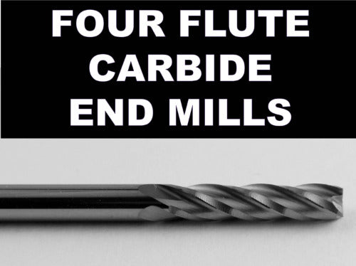 Four Flute Carbide End Mill - 1/8" Diameter and Shaft - 0.600" or 0.870" Depth of Cut M182 M183