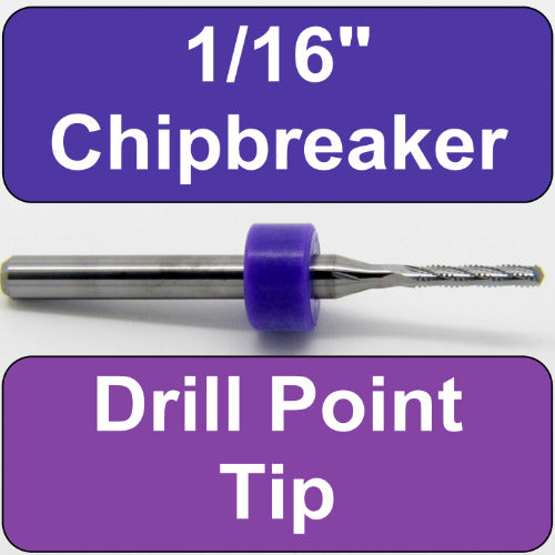 .063" 1/16" Chip Breaker Carbide Router - Drill Point Tip