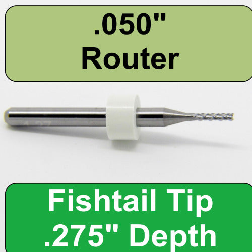 .050" Diamond Flute Carbide Router - Fishtail Tip