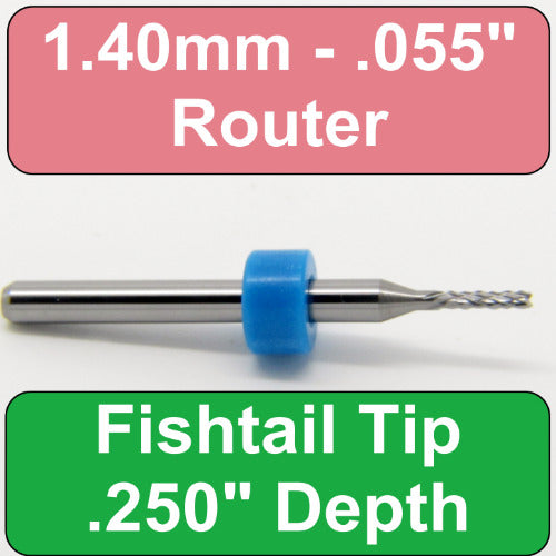 .055" 1.40mm x .250" LOC - Diamond Pattern Carbide Router Bit - Fish Tail R127