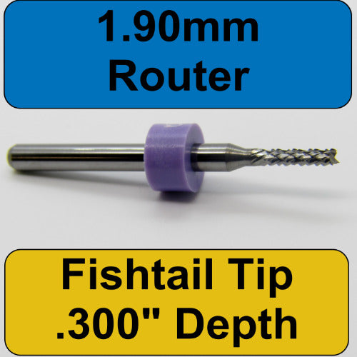 1.90mm x .300" LOC - Diamond Pattern Carbide Router Bit - Fishtail Tip R136