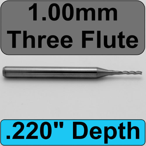 1.00mm .220 LOC Three Flute Carbide End Mill M181