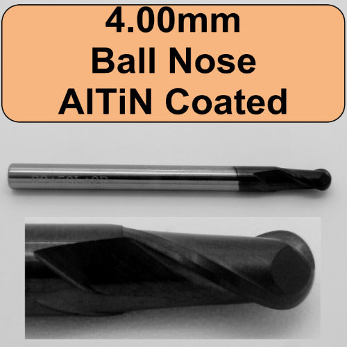 4.00mm x .330" LOC AlTiN Coated Ball Nose Carbide End Mill M211A
