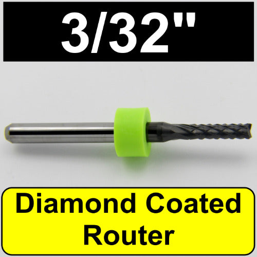 3/32" .094" 2.4mm PCD Diamond Coated Router - Fishtail Tip - Great for Carbon Fiber, Ceramic, Rogers
