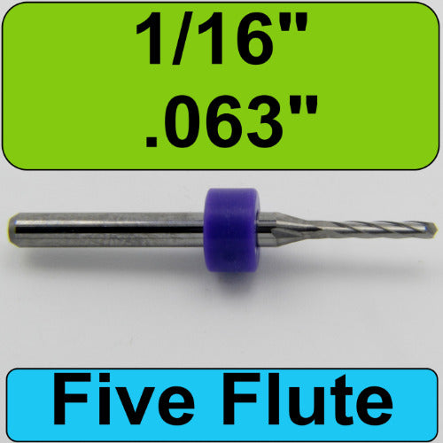 .063" 1/16" x .310" LOC Five Flute Premium Edge Finish End Mill M188