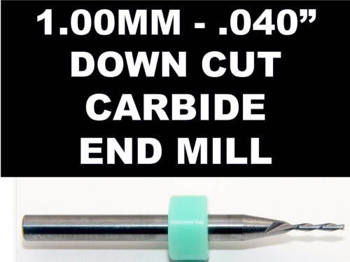 1.00mm x .300 LOC Two Flute Down Cut Carbide End Mill Left Spiral Right Hand Cut M191