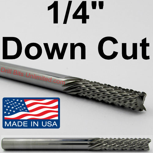 1/4" x 1-inch LOC  Down Cut Router - Diamond Pattern Flutes Carbide A284