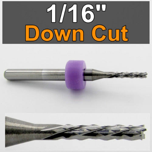 1/16" x .325" LOC Down Cut Router - Diamond Pattern Flutes - Solid Carbide R179