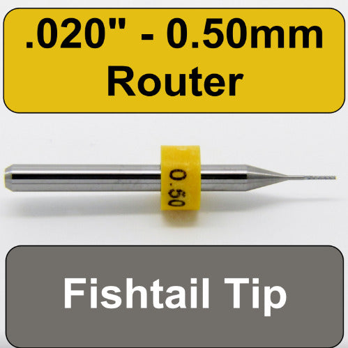 0.50mm .0197" x .079" LOC  Diamond Flute Carbide Router - Fishtail Tip R103
