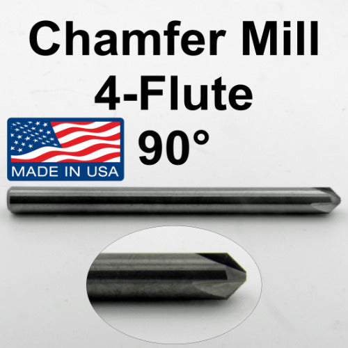 1/8" (.125") 4-Flute 90 Degree Carbide Chamfer Mill Made in U.S.A. CM101