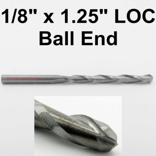 1/8" x 1.25" LOC - Ball Nose Two Flute Carbide End Mill M07