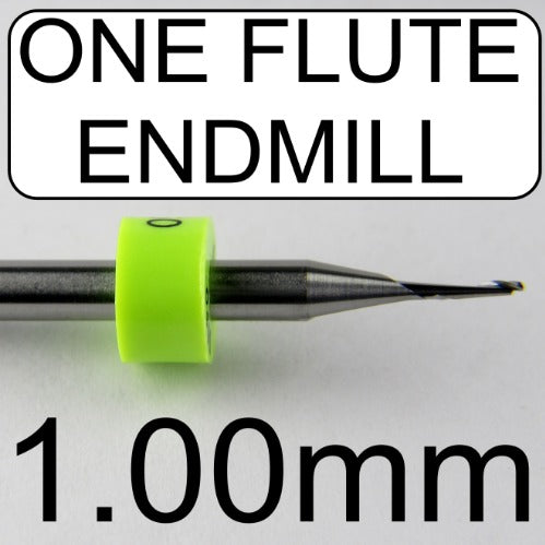 1.00mm One Flute Carbide End Mill Bits for Soft Metals, Plastics, soft materials URO101