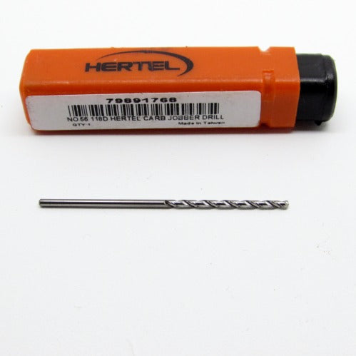 Hertel #56 118 Deg Solid Carbide Jobber Drill Bright Finish, Right Hand Cut, Spiral Flute DA11-2-79891768