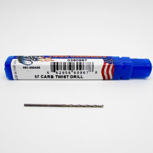 #57 .043" 1.10mm Carbide Bright 118 Deg. Jobber Length Drill Bit - USA Monster  B4-4- 450-300430
