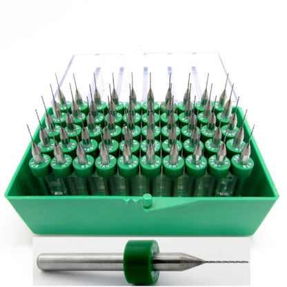 50 piece set of #78 0.016 inch lightly used solid carbide drill bits in plastic case