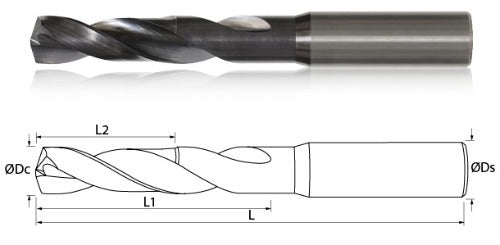 6.50mm .2559" Diameter Kyocera ORION Carbide High Performance Drill, TiAlN Coated 165-4016AG2008 K162