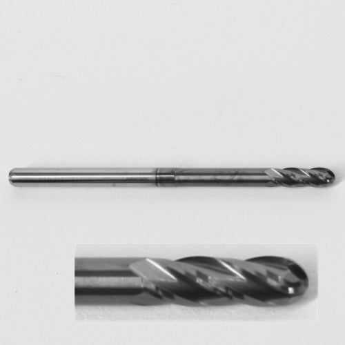 3.00mm Diam. Ball Nose End Mill, Carbide,AlTiN Coated, 4 Flute, Extended Reach 1845-1181L906 K028