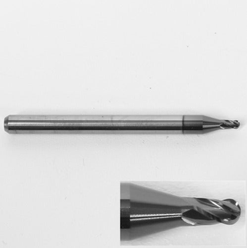 .0600" Diam. Ball Nose End Mill, Carbide, AlTiN Coated, 4 Flute, 1835-0600L090 K098