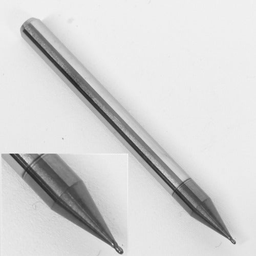 0.0180" 0.45mm Diam. Ball Nose End Mill, Carbide, AlTiN Coated, 4 Flute, 1835-0180L027 K103