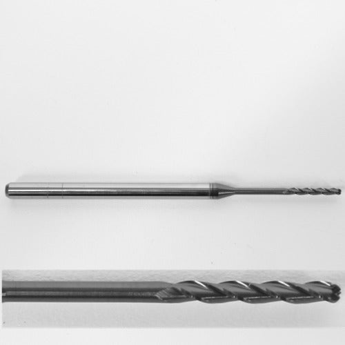 0.0550" x .770" LOC Solid Carbide, AlTiN Coated 3 Flute Extended Reach Ball Nose End Mill 1745-0550l770 K106