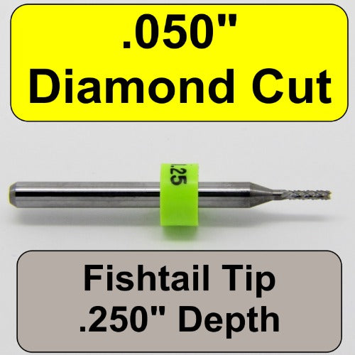 .050" Diamond Flute Carbide Router - Fishtail Tip