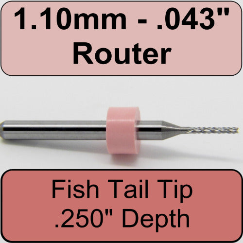 .043" 1.10mm  Diamond Flutes Carbide Router