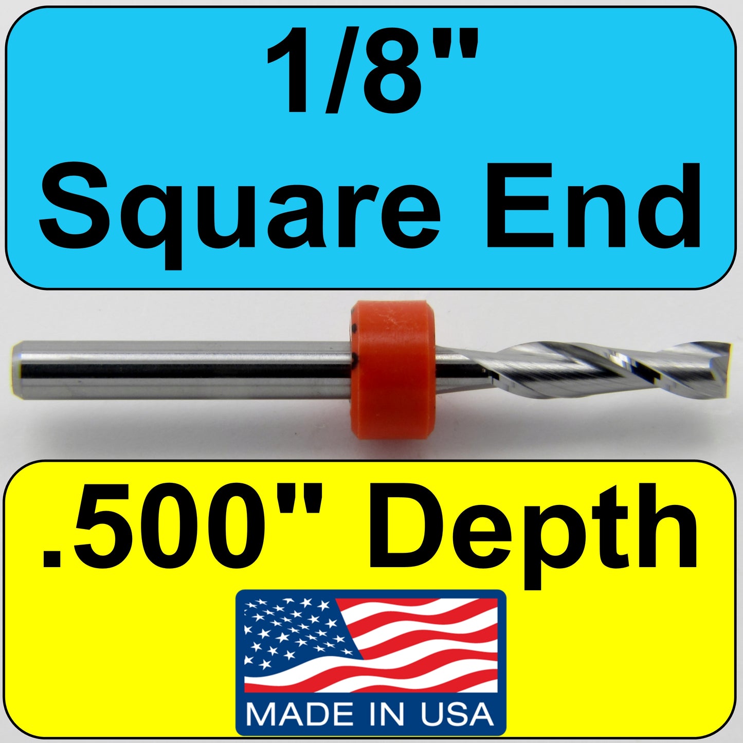 1/8" .125" x .500" LOC Two Flute Carbide End Mill Up Cut Square End Made in U.S.A. M117