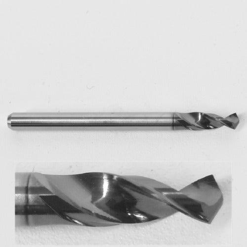 2.98mm carbide micro drill altin coated cutting flutes close up