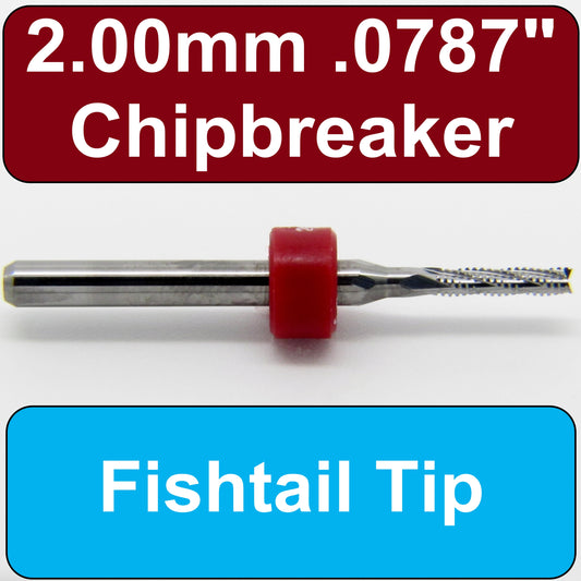 .0787" 2.00mm x .315" LOC - Chip Breaker Carbide Router - Fishtail Tip R166