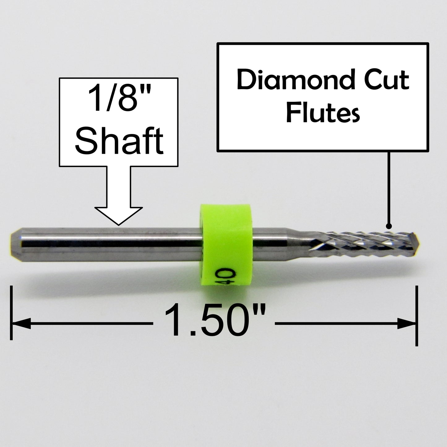 .0945" 3/32" x .400" LOC Diamond Flute Carbide Router - Drill Point R141