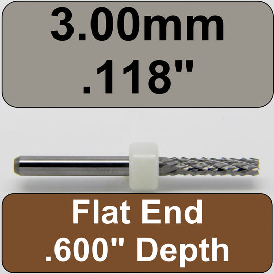 3.00mm x .600" LOC Diamond Flute Carbide Router - Square End Tip R143