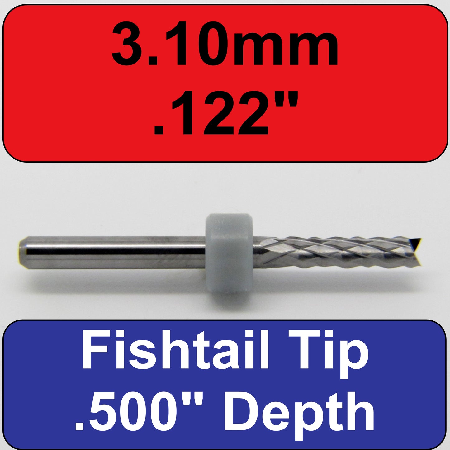 .122" 3.10mm x .500" LOC - Diamond Pattern Carbide Router Bit - Fishtail Tip R144