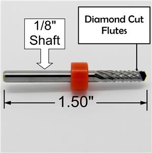 1/8" x .472" LOC Diamond Flute Carbide Router - Drill Point R146