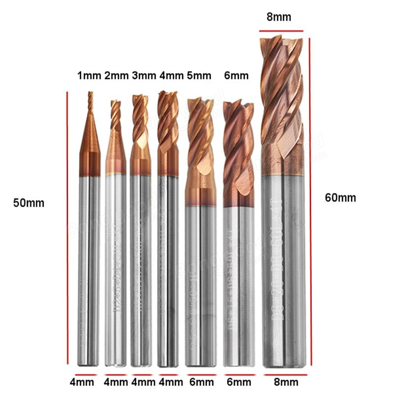 Four Flute End Mills - AlTiN Coated - 1.00 - 8.00 mm