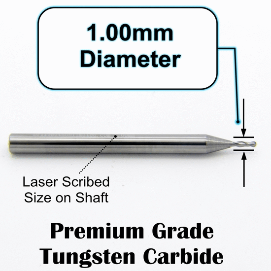 1.00mm x .118" LOC Ball Nose Carbide End Mill 