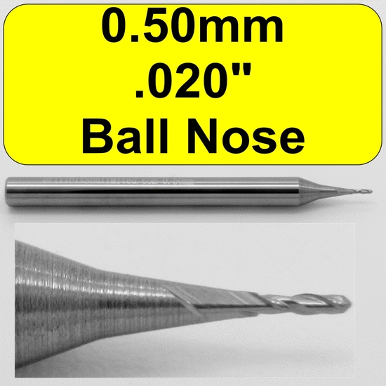 .020" 0.50mm Ball Nose Carbide End Mill