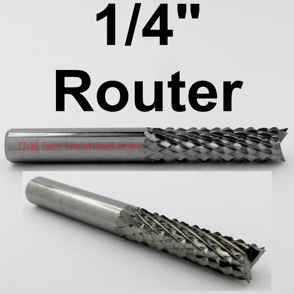 1/4" x .750" LOC Diamond Pattern Flutes - Up Cut Router - Solid Carbide R147