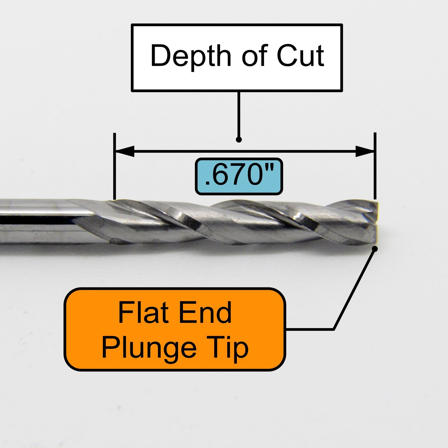 1/8" x .670" LOC Up Cut Extended Flute Length Two Flute Carbide End Mill M114