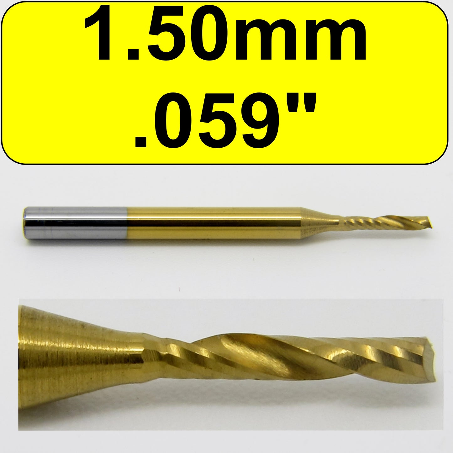 1.50mm Diameter x 8mm Depth O-Flute Titanium - Carbide End Mill m129