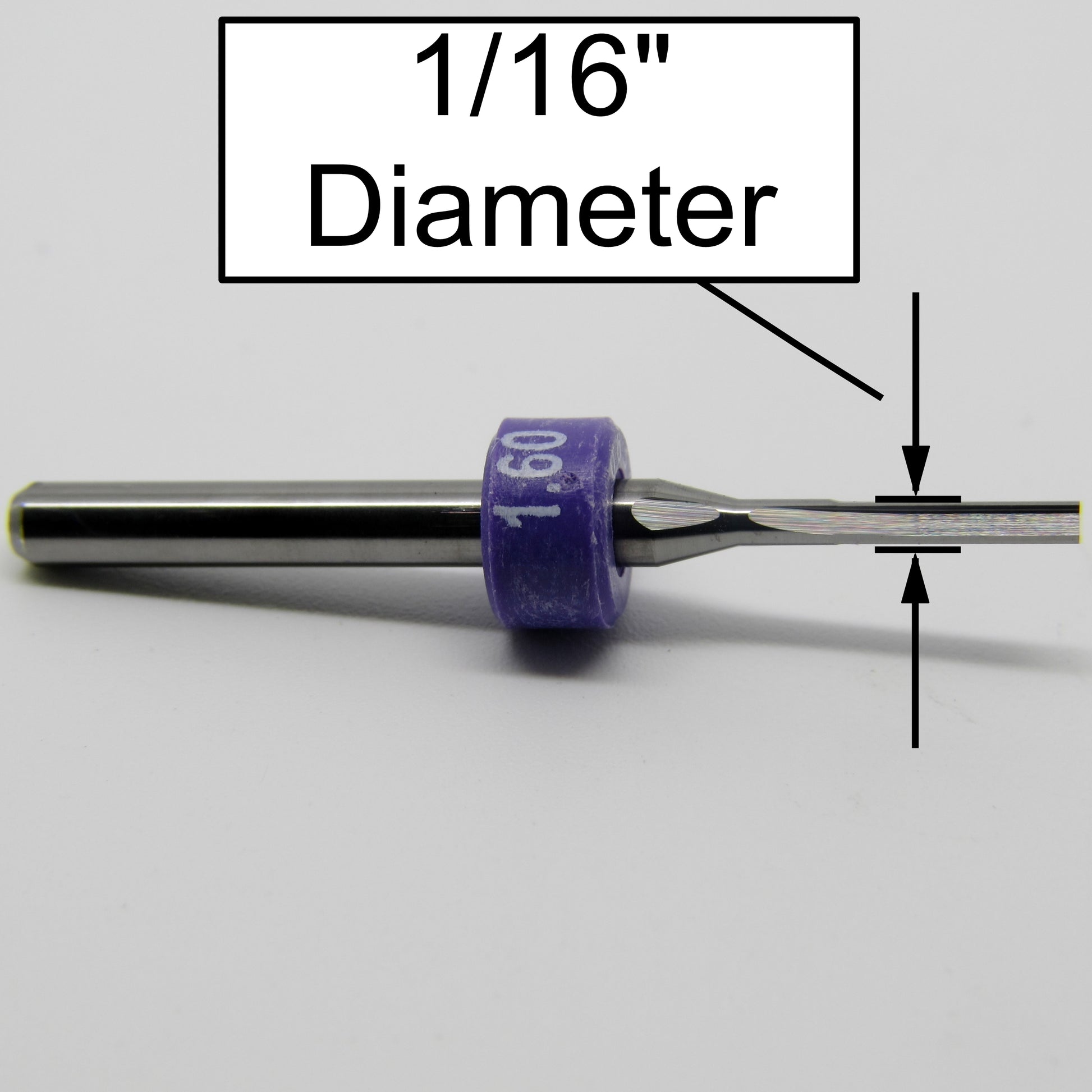 1/16" Diameter 0 Degree Helix - Three Straight Flutes - Soft Laminate and Fine Metal Edge End Mill M180