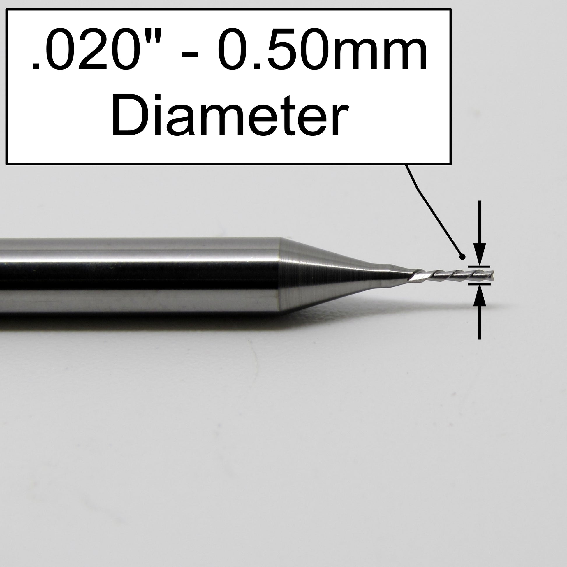 .020"  0.50mm Down Cut Two Flute Carbide End Mill
