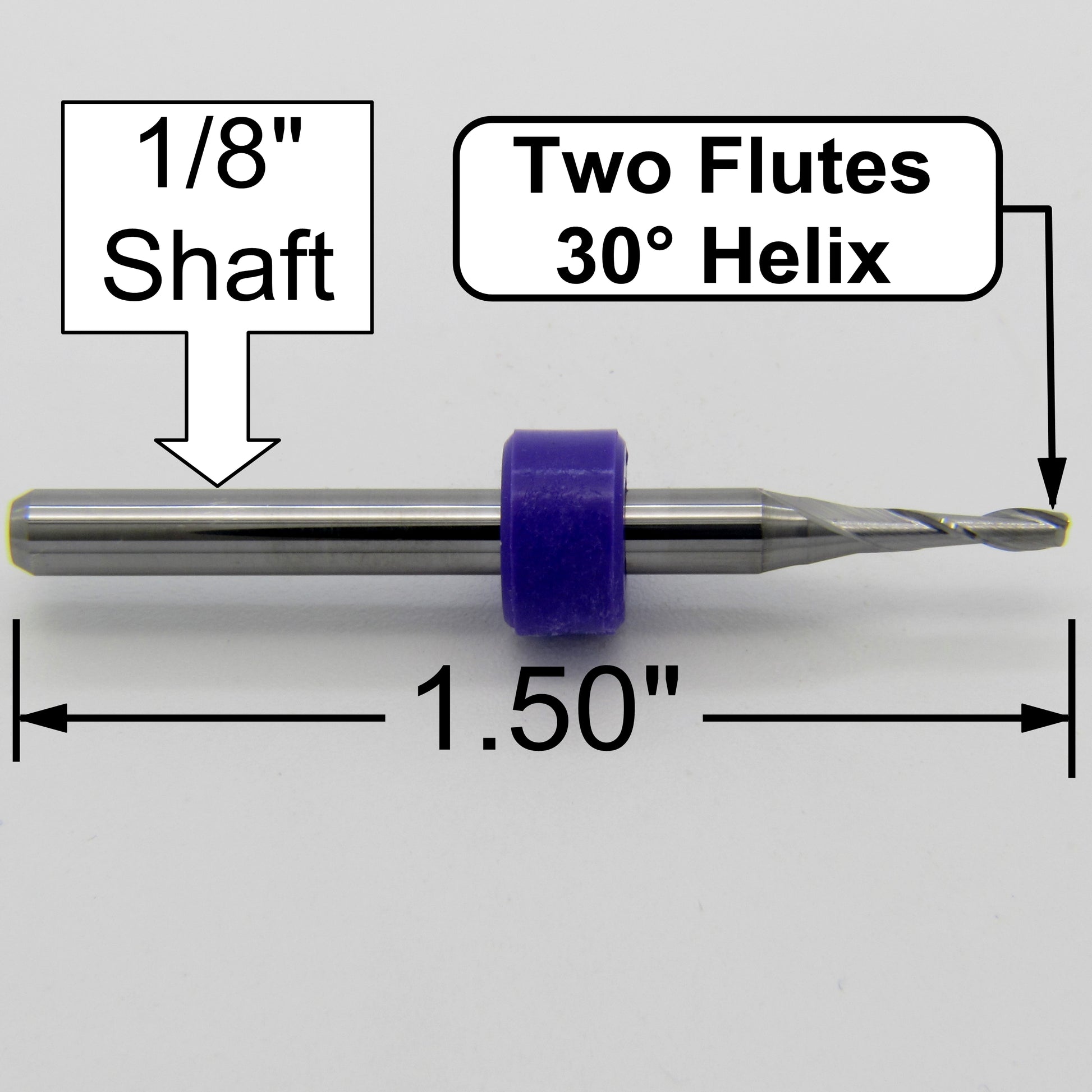 .063" 1/16" x .250" LOC Two Flute Carbide End Mill Square End