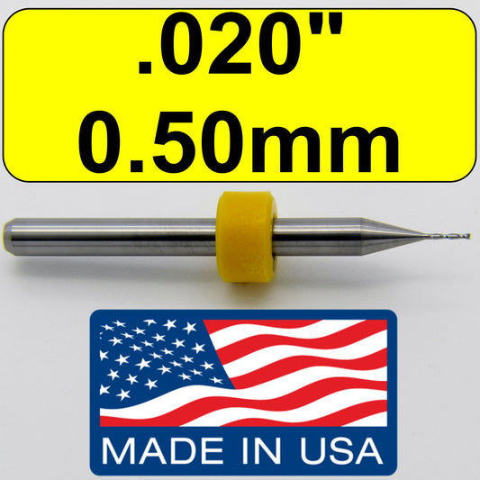.020"  0.50mm Two Flute Carbide End Mill