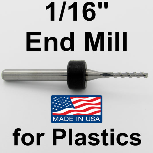 1/16" Plastic and Acrylic Cutting End Mill - Premium Finish .394" LOC Made in USA 063PC