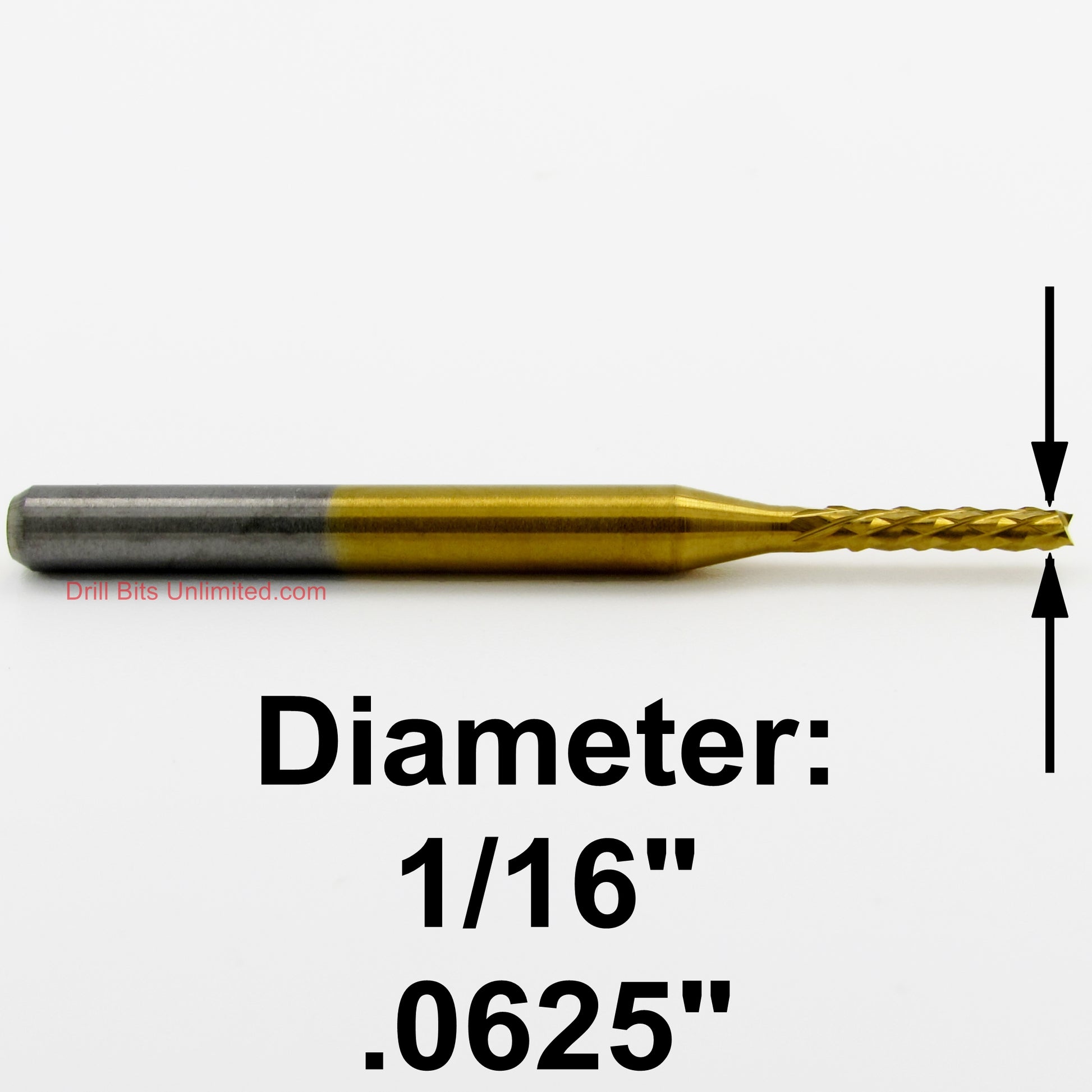 1/16" X .400" LOC Down Cut Router - Diamond Pattern Flutes - Titanium / Solid Carbide R177