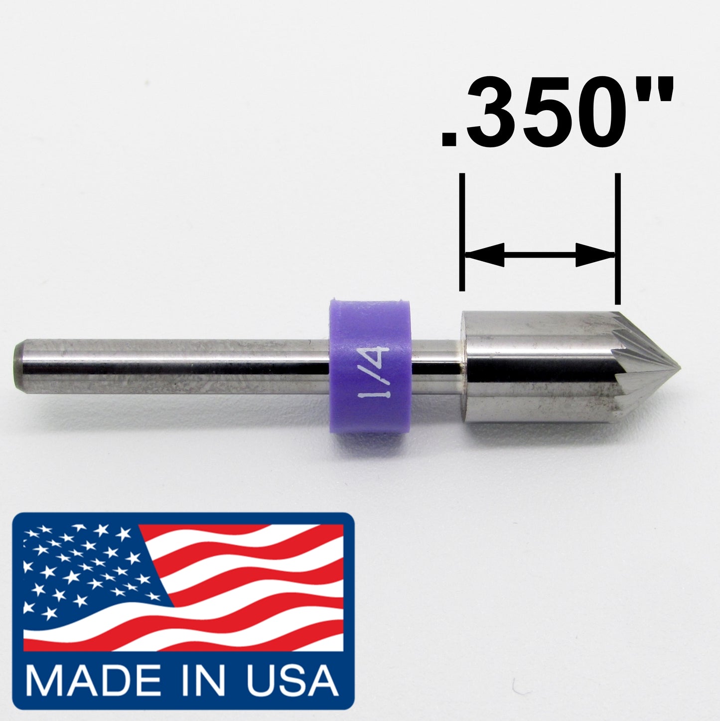 1/4" .250" 82 Degree Carbide Countersink - 16 Flutes - 1/8" Shank - Made in USA